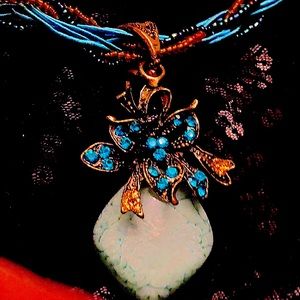 Antique beautiful stone and emerald green necklace